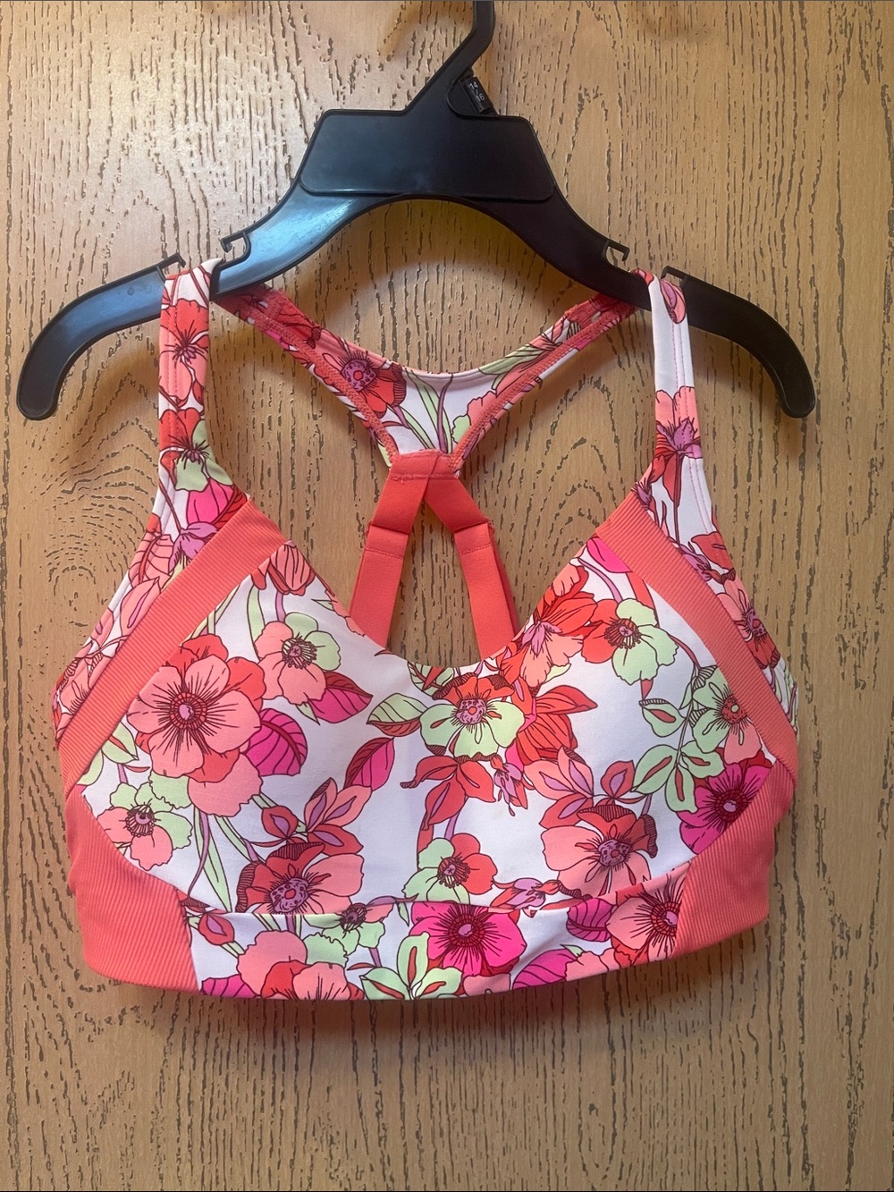 Avia Coral & Pink Floral Strappy Sports Bra